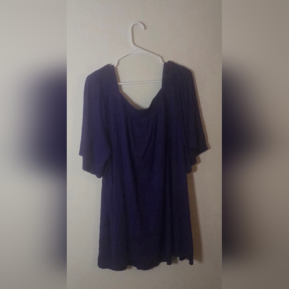 Evans Purple Drape Tunic Flowy Top Plus Size Short Sleeve 26/28 - Picture 2 of 4